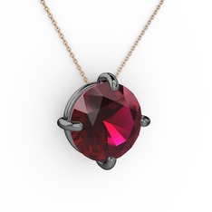 Soley Kolye - Rodolit garnet 925 ayar siyah rodyum kaplama gümüş kolye (40 cm rose altın rolo zincir) #1q8c2lh
