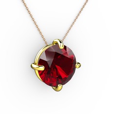 Soley Kolye - Garnet 18 ayar altın kolye (40 cm rose altın rolo zincir) #1uf1g4l