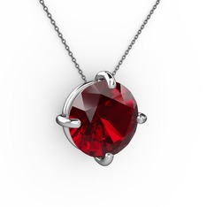 Garnet 925 ayar gümüş kolye (40 cm gümüş rolo zincir)