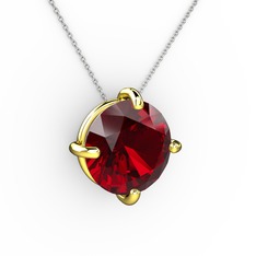 Soley Kolye - Garnet 14 ayar altın kolye (40 cm gümüş rolo zincir) #1x8um74