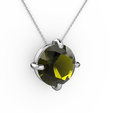 Soley Kolye - Peridot 18 ayar beyaz altın kolye (40 cm beyaz altın rolo zincir) #1x9b7j4