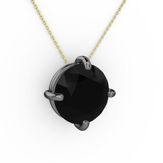 Soley Kolye - Siyah zirkon 925 ayar siyah rodyum kaplama gümüş kolye (40 cm gümüş rolo zincir) #23d1si