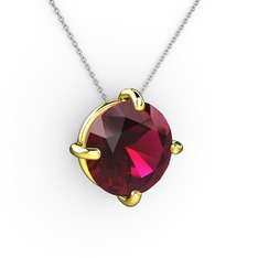 Rodolit garnet 925 ayar altın kaplama gümüş kolye (40 cm beyaz altın rolo zincir)