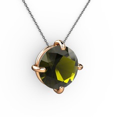 Peridot 14 ayar rose altın kolye (40 cm gümüş rolo zincir)