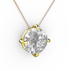 Soley Kolye - Swarovski 14 ayar altın kolye (40 cm rose altın rolo zincir) #g6l7e1