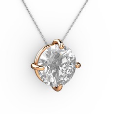 Swarovski 8 ayar rose altın kolye (40 cm beyaz altın rolo zincir)