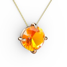 Soley Kolye - Sitrin 8 ayar rose altın kolye (40 cm altın rolo zincir) #lcgj72