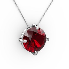 Soley Kolye - Garnet 925 ayar gümüş kolye (40 cm beyaz altın rolo zincir) #lt26dr