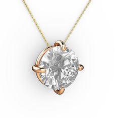 Soley Kolye - Beyaz zirkon 18 ayar rose altın kolye (40 cm altın rolo zincir) #ms3zfw