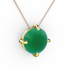 Soley Kolye - Kök zümrüt 18 ayar altın kolye (40 cm rose altın rolo zincir) #pjjvsi