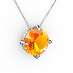 Soley Kolye - Sitrin 925 ayar gümüş kolye (40 cm beyaz altın rolo zincir) #wq3mzq