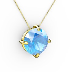 Soley Kolye - Akuamarin 14 ayar altın kolye (40 cm altın rolo zincir) #wyp266