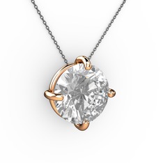 Soley Kolye - Beyaz zirkon 925 ayar rose altın kaplama gümüş kolye (40 cm gümüş rolo zincir) #xy7w0l