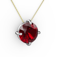Garnet 8 ayar beyaz altın kolye (40 cm altın rolo zincir)