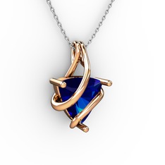 Kraliyet Kolye - Lab safir 14 ayar rose altın kolye (40 cm beyaz altın rolo zincir) #1362h3f