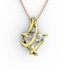 Kraliyet Kolye - Swarovski 8 ayar altın kolye (40 cm gümüş rolo zincir) #18vkjer