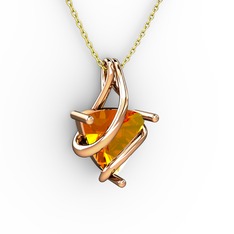 Sitrin 18 ayar rose altın kolye (40 cm altın rolo zincir)