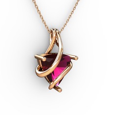Rodolit garnet 14 ayar rose altın kolye (40 cm rose altın rolo zincir)