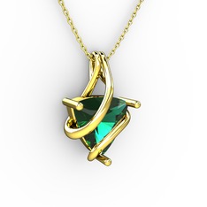 Kraliyet Kolye - Yeşil kuvars 8 ayar altın kolye (40 cm altın rolo zincir) #1gqhtbb