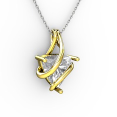 Swarovski 925 ayar altın kaplama gümüş kolye (40 cm beyaz altın rolo zincir)