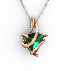 Kraliyet Kolye - Yeşil kuvars 925 ayar rose altın kaplama gümüş kolye (40 cm gümüş rolo zincir) #1pvjg9d