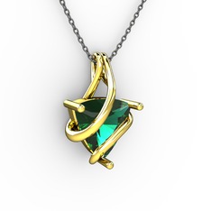 Kraliyet Kolye - Yeşil kuvars 14 ayar altın kolye (40 cm gümüş rolo zincir) #aoe2j9