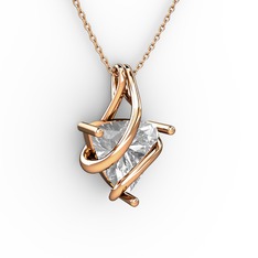 Kraliyet Kolye - Swarovski 14 ayar rose altın kolye (40 cm rose altın rolo zincir) #b0fng9