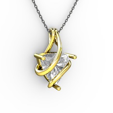 Swarovski 925 ayar altın kaplama gümüş kolye (40 cm gümüş rolo zincir)