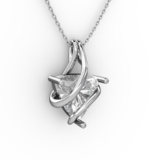 Kraliyet Kolye - Swarovski 925 ayar gümüş kolye (40 cm beyaz altın rolo zincir) #k0706r