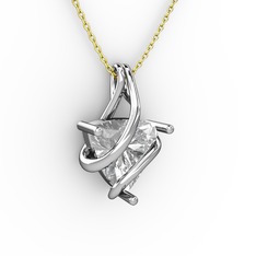 Kraliyet Kolye - Swarovski 18 ayar beyaz altın kolye (40 cm gümüş rolo zincir) #k3cv3h