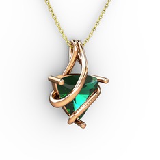 Yeşil kuvars 925 ayar rose altın kaplama gümüş kolye (40 cm altın rolo zincir)
