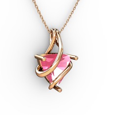 Kraliyet Kolye - Pembe kuvars 8 ayar rose altın kolye (40 cm rose altın rolo zincir) #pxhr0i