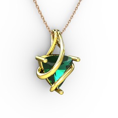 Kraliyet Kolye - Yeşil kuvars 8 ayar altın kolye (40 cm rose altın rolo zincir) #q42mxo