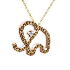 Dumanlı kuvars ve swarovski 14 ayar rose altın kolye (40 cm altın rolo zincir)