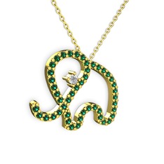 Yeşil kuvars ve swarovski 925 ayar altın kaplama gümüş kolye (40 cm gümüş rolo zincir)