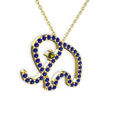 Lab safir ve peridot 8 ayar altın kolye (40 cm altın rolo zincir)