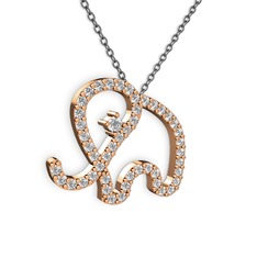 Swarovski 14 ayar rose altın kolye (40 cm gümüş rolo zincir)