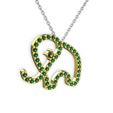 Taşlı Fil Kolye - Yeşil kuvars ve peridot 14 ayar altın kolye (40 cm beyaz altın rolo zincir) #zplse5