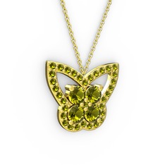 Peridot 8 ayar altın kolye (40 cm altın rolo zincir)