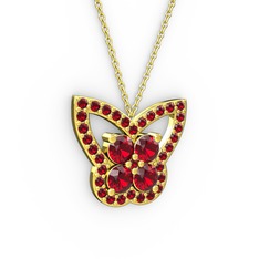 Garnet 8 ayar altın kolye (40 cm altın rolo zincir)
