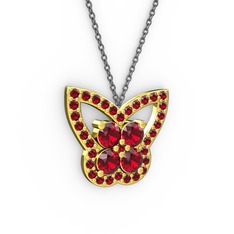 Garnet 18 ayar altın kolye (40 cm gümüş rolo zincir)