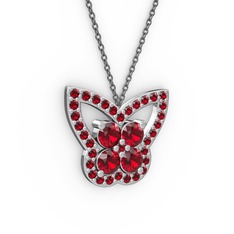 Kelebek Kolye - Garnet 14 ayar beyaz altın kolye (40 cm gümüş rolo zincir) #24ytqq