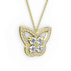 Kelebek Kolye - Swarovski 18 ayar altın kolye (40 cm altın rolo zincir) #b3dn9r