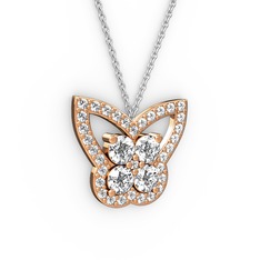 Kelebek Kolye - Swarovski 18 ayar rose altın kolye (40 cm beyaz altın rolo zincir) #gtwf79