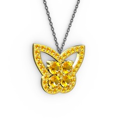 Kelebek Kolye - Sitrin 18 ayar altın kolye (40 cm gümüş rolo zincir) #lfnwjs