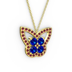Kelebek Kolye - Kök yakut ve lab safir 14 ayar altın kolye (40 cm gümüş rolo zincir) #rmrw0i