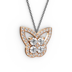 Swarovski 14 ayar rose altın kolye (40 cm gümüş rolo zincir)