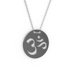 Mantra Aum Kolye - 925 ayar siyah rodyum kaplama gümüş kolye (40 cm beyaz altın rolo zincir) #1fh8zza