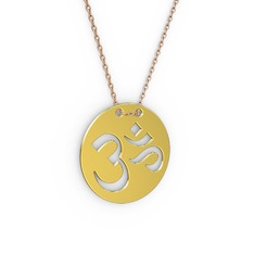 Mantra Aum Kolye - 14 ayar altın kolye (40 cm rose altın rolo zincir) #1ik4wk5