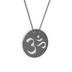 Mantra Aum Kolye - 925 ayar siyah rodyum kaplama gümüş kolye (40 cm gümüş rolo zincir) #1nxnjfd